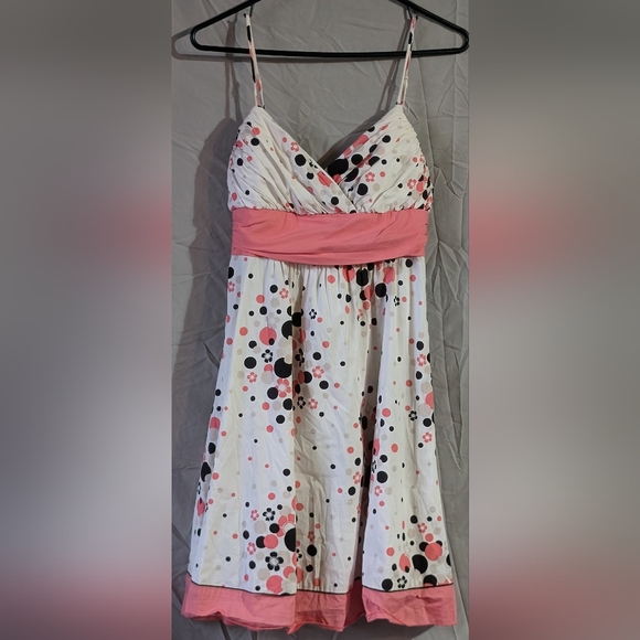 Candie's Pink and Black Floral Polka Dot Dress - Picture 1 of 4
